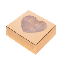 Коробка для конфет на  9шт  Сердце золото